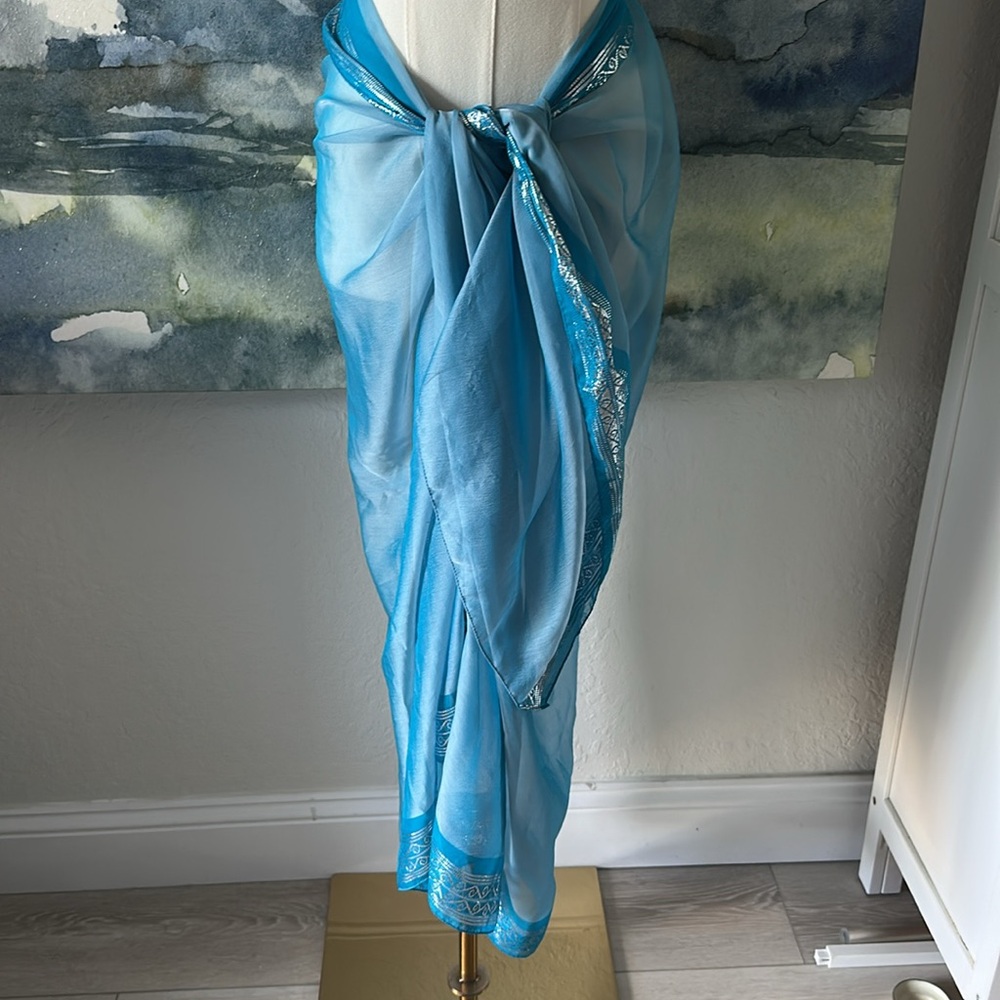 Accessorize Beautiful Pale Blue & Silver Wrap/Sarong for Pool or Beach